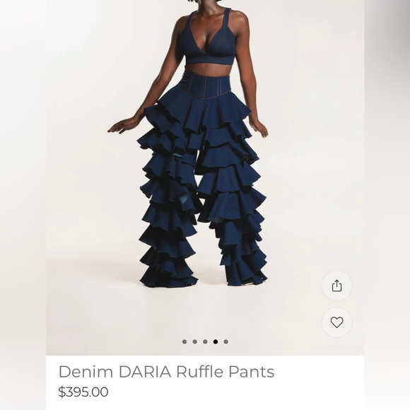 OFUURE Navy Flare Ruffle Jeans